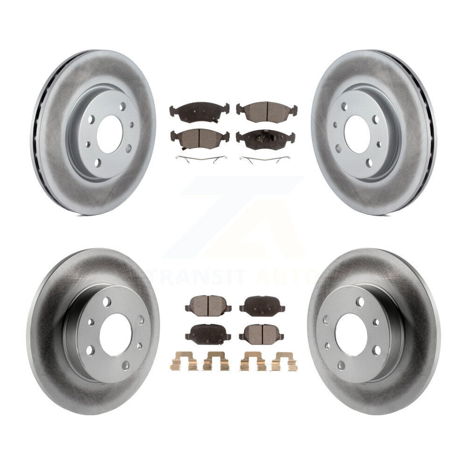 Front Rear Coated Disc Brake Rotors And Ceramic Pads Kit For Fiat 500 KGT-101201
