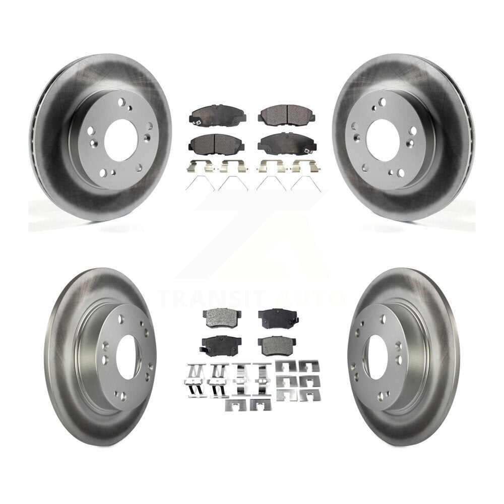 Front Rear Coated Disc Brake Rotors And Ceramic Pads Kit For Honda Civic KGT-101202
