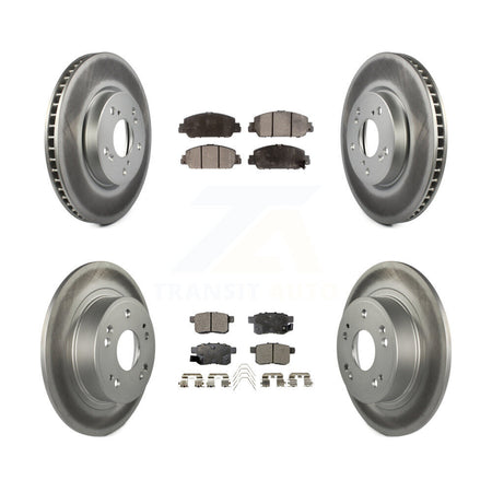 Front Rear Coated Disc Brake Rotors And Ceramic Pads Kit For Honda Accord KGT-101216