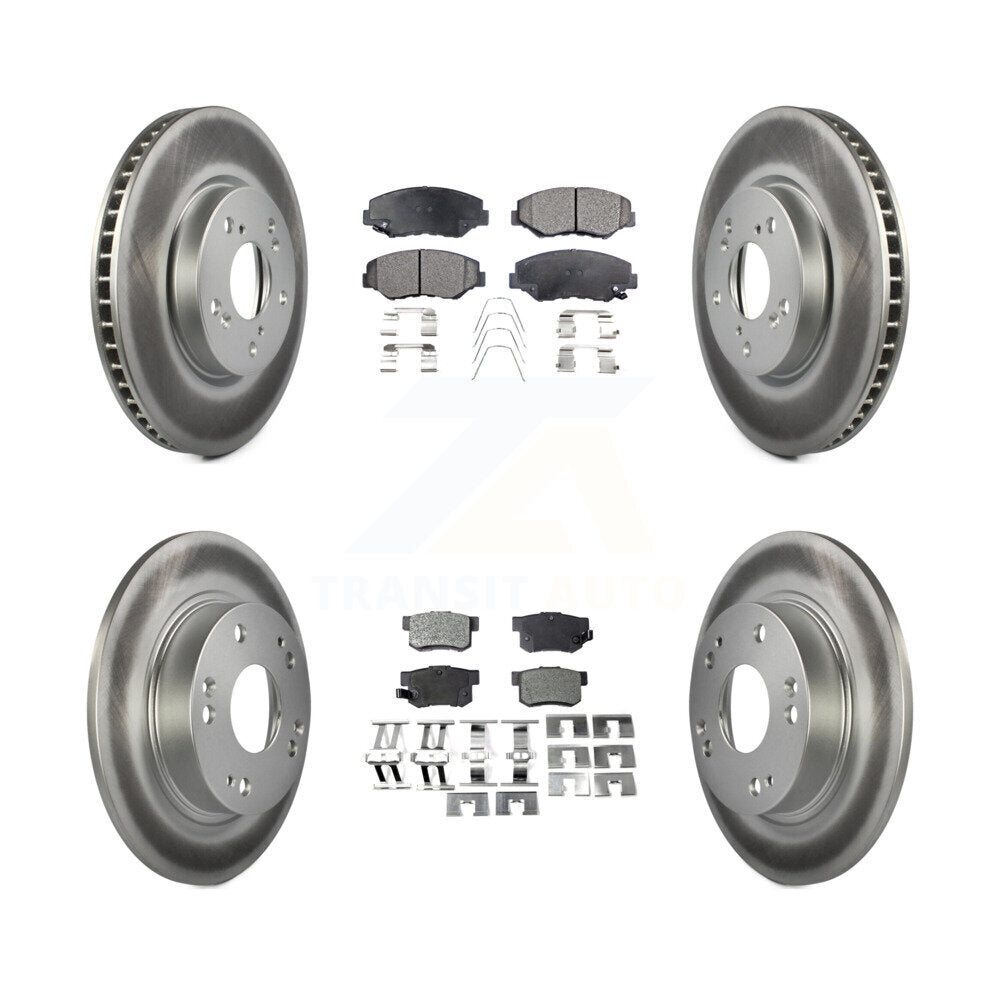 Front Rear Coated Disc Brake Rotors And Ceramic Pads Kit For Honda Civic KGT-101217