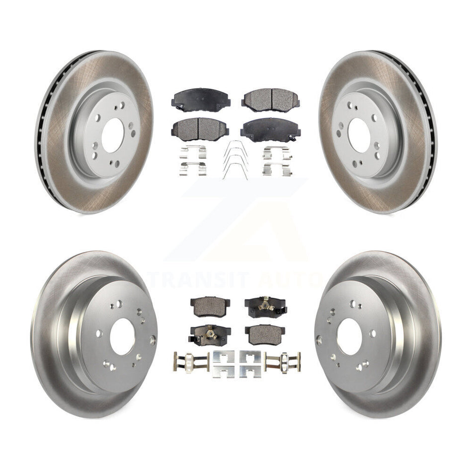Front Rear Coated Disc Brake Rotors And Ceramic Pads Kit For 2012-2016 Honda CR-V FWD KGT-101219