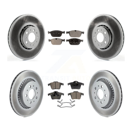 Front Rear Coated Disc Brake Rotors And Ceramic Pads Kit For Volvo XC90 KGT-101220