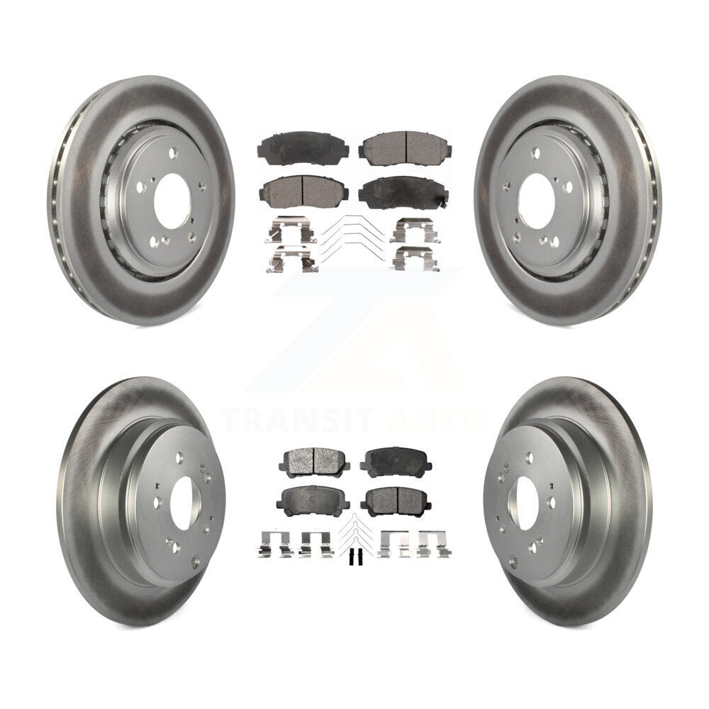 Front Rear Coated Disc Brake Rotors And Ceramic Pads Kit For 2015-2017 Honda Odyssey KGT-101221