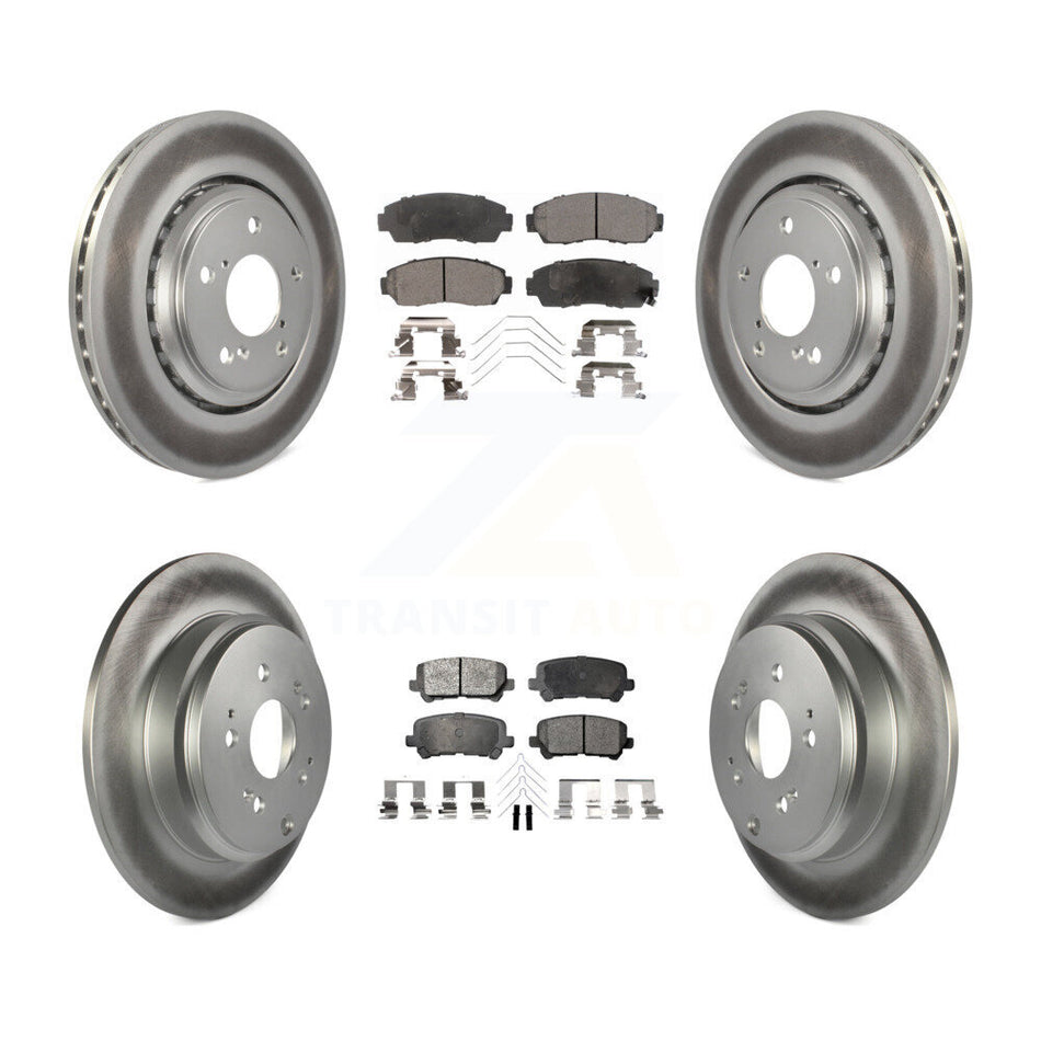 Front Rear Coated Disc Brake Rotors And Ceramic Pads Kit For 2015-2017 Honda Odyssey KGT-101221