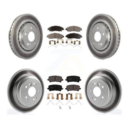 Front Rear Coated Disc Brake Rotors And Ceramic Pads Kit For Honda Pilot Ridgeline KGT-101222