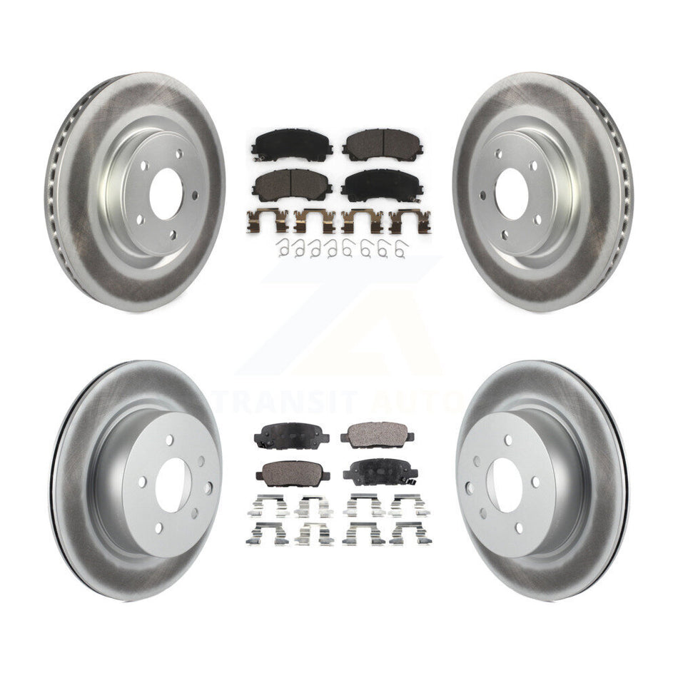 Front Rear Coated Disc Brake Rotors And Ceramic Pads Kit For 2016-2017 INFINITI QX50 KGT-101225