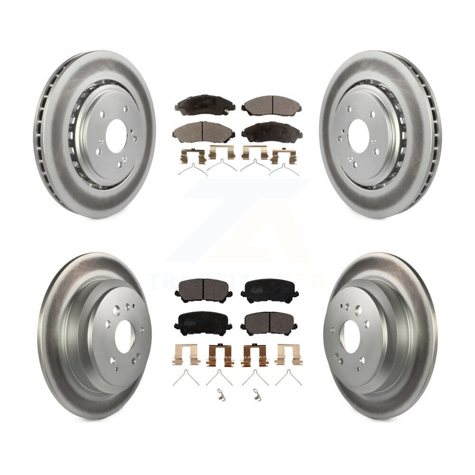 Front Rear Coated Disc Brake Rotors And Ceramic Pads Kit For 2014-2016 Acura MDX KGT-101227
