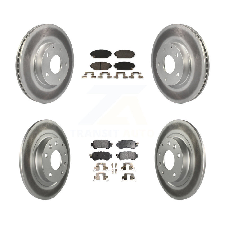 Front Rear Coated Disc Brake Rotors And Ceramic Pads Kit For 2016-2018 Mazda CX-3 AWD KGT-101233
