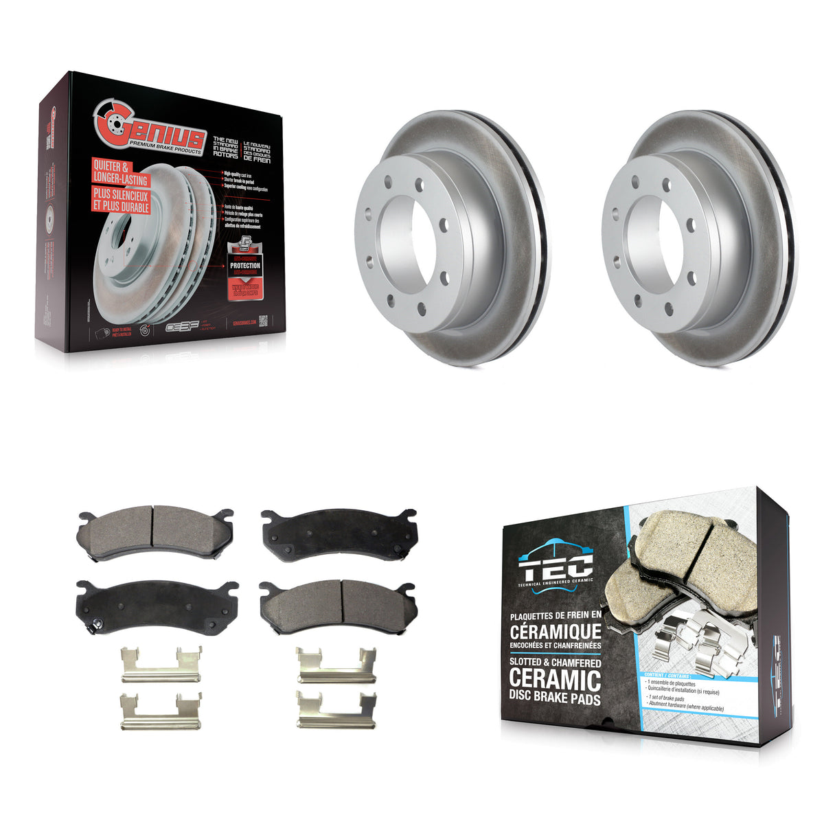 Rear Coat Brake Rotors Ceramic Pad Kit For Chevrolet GMC Sierra 2500 HD Silverado 3500 XL KGT-101283