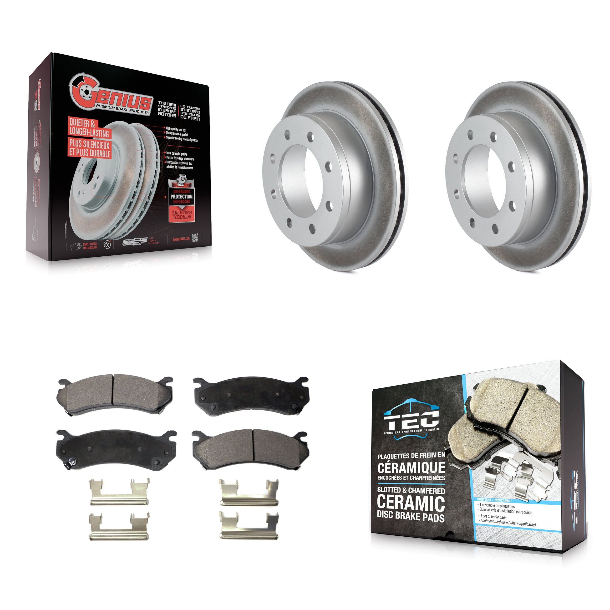 Rear Coat Brake Rotors Ceramic Pad Kit For Chevrolet GMC Sierra 2500 HD Silverado 3500 XL KGT-101283