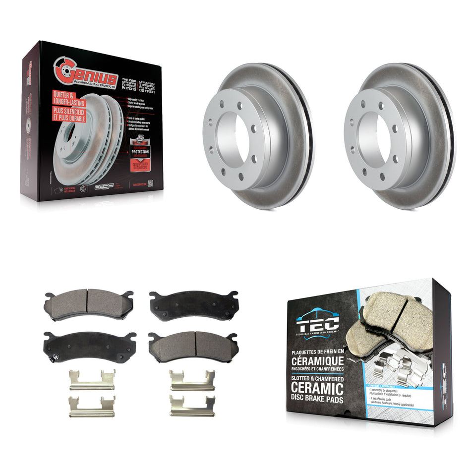 Rear Coat Brake Rotors Ceramic Pad Kit For Chevrolet GMC Sierra 2500 HD Silverado 3500 XL KGT-101283