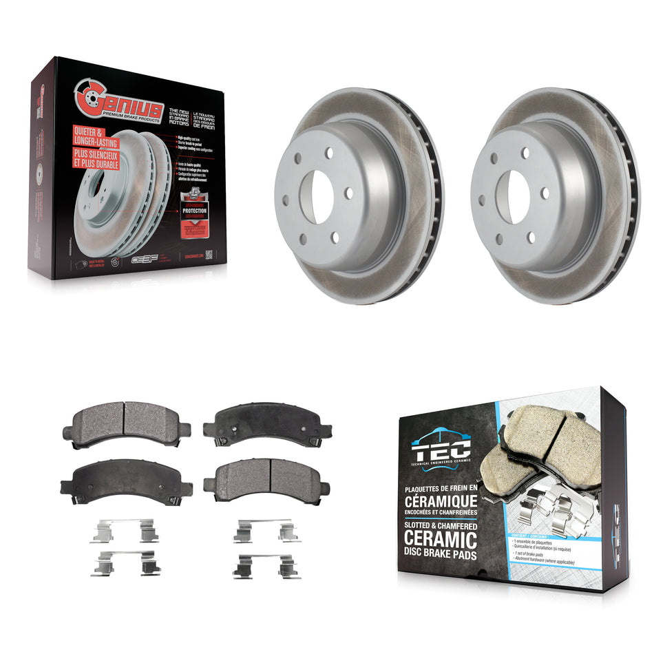 Rear Coated Brake Rotor Ceramic Pad Kit For Chevrolet GMC Avalanche 1500 Express Yukon XL KGT-101290