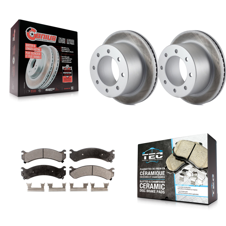 Rear Coat Brake Rotors Ceramic Pad Kit For Chevrolet GMC Silverado 3500 Sierra HD Classic KGT-101291