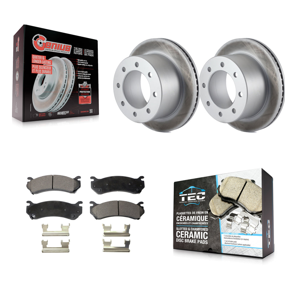Rear Coat Brake Rotors Ceramic Pad Kit For 2007 GMC Sierra 3500 Classic With 12000 Lb GVW KGT-101292