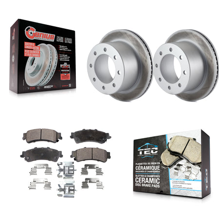 Rear Coated Disc Brake Rotors And Ceramic Pads Kit For 2001 GMC Sierra 3500 KGT-101293