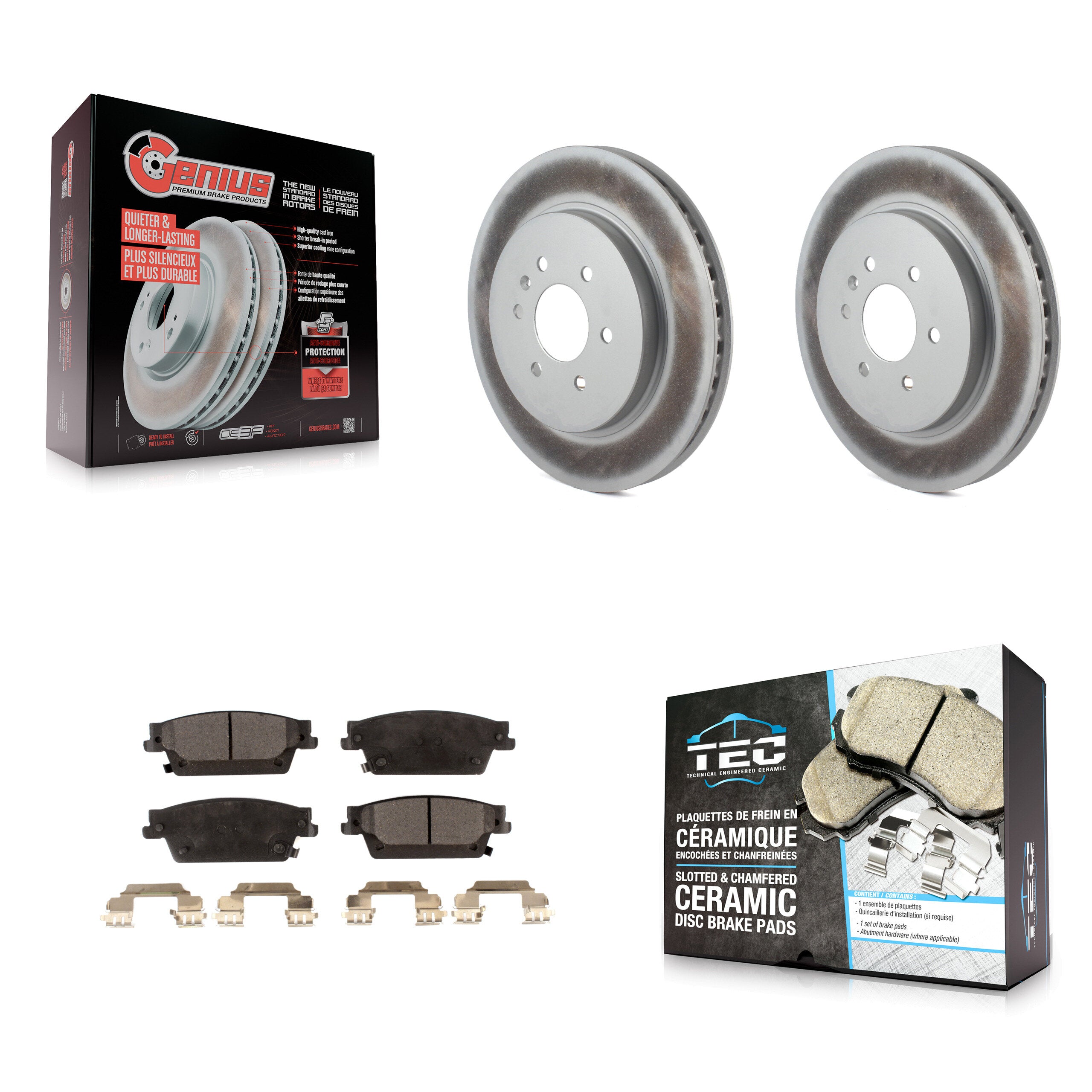 Rear Coated Disc Brake Rotors And Ceramic Pads Kit For Cadillac SRX KGT-101301