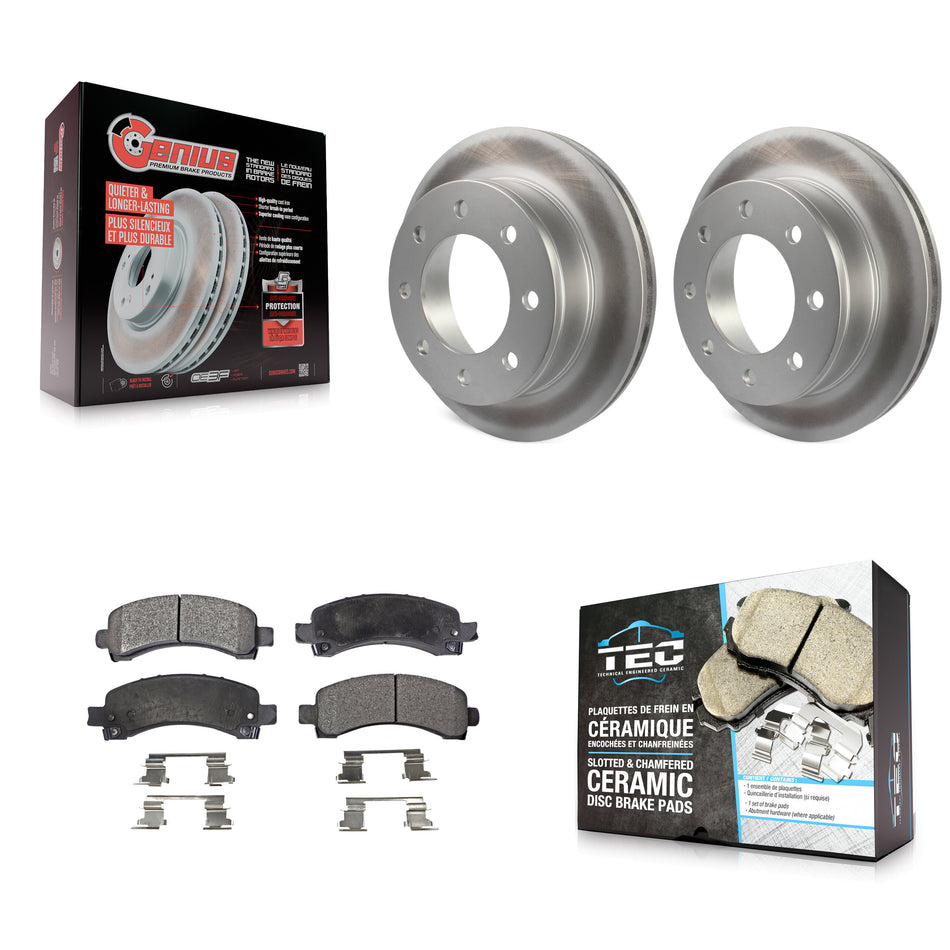 Rear Coated Disc Brake Rotor & Ceramic Pad Kit For GMC Chevrolet Savana 3500 2500 Express KGT-101305