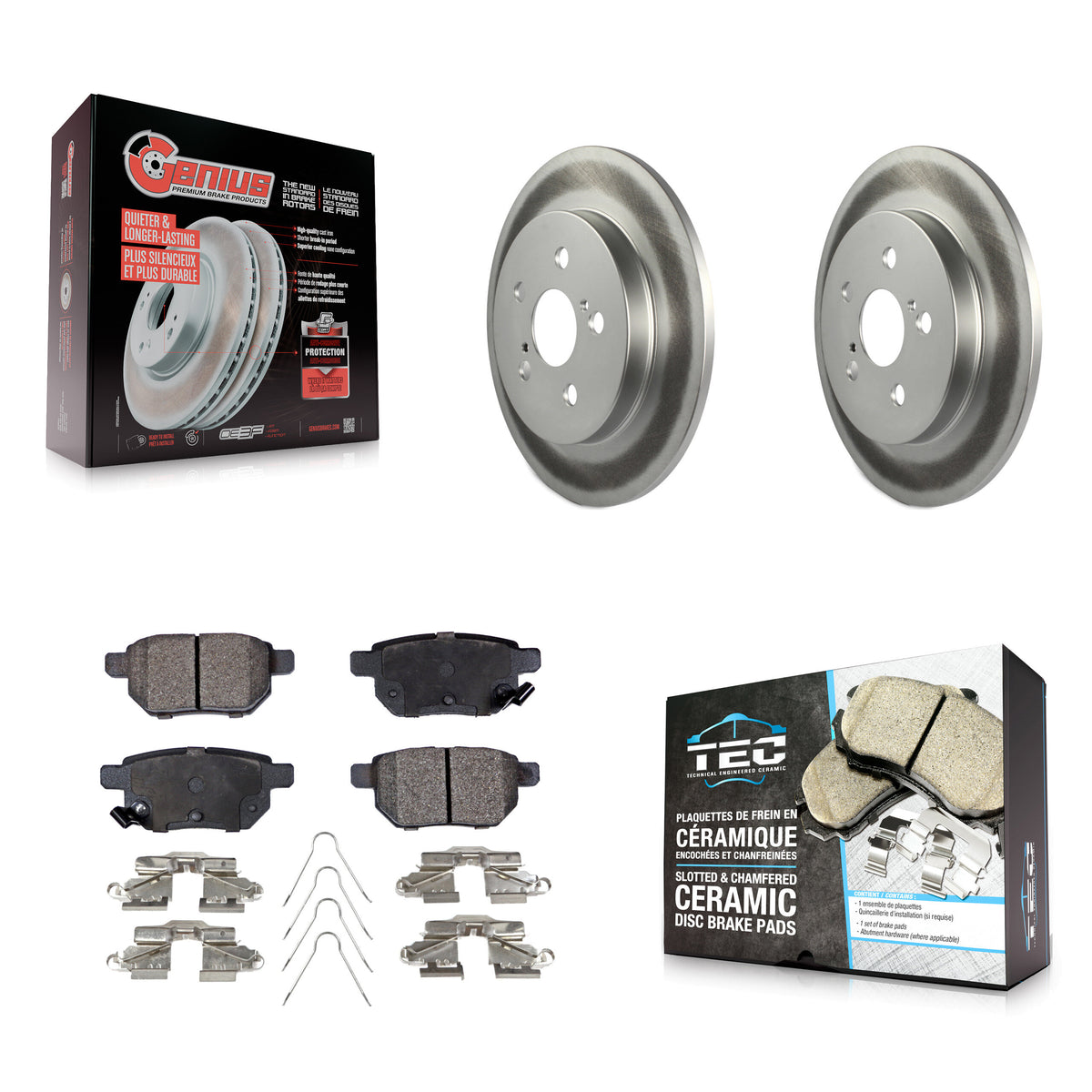Rear Coat Brake Rotors Ceramic Pad Kit For Toyota Corolla Matrix Prius Prime Pontiac Vibe KGT-101315