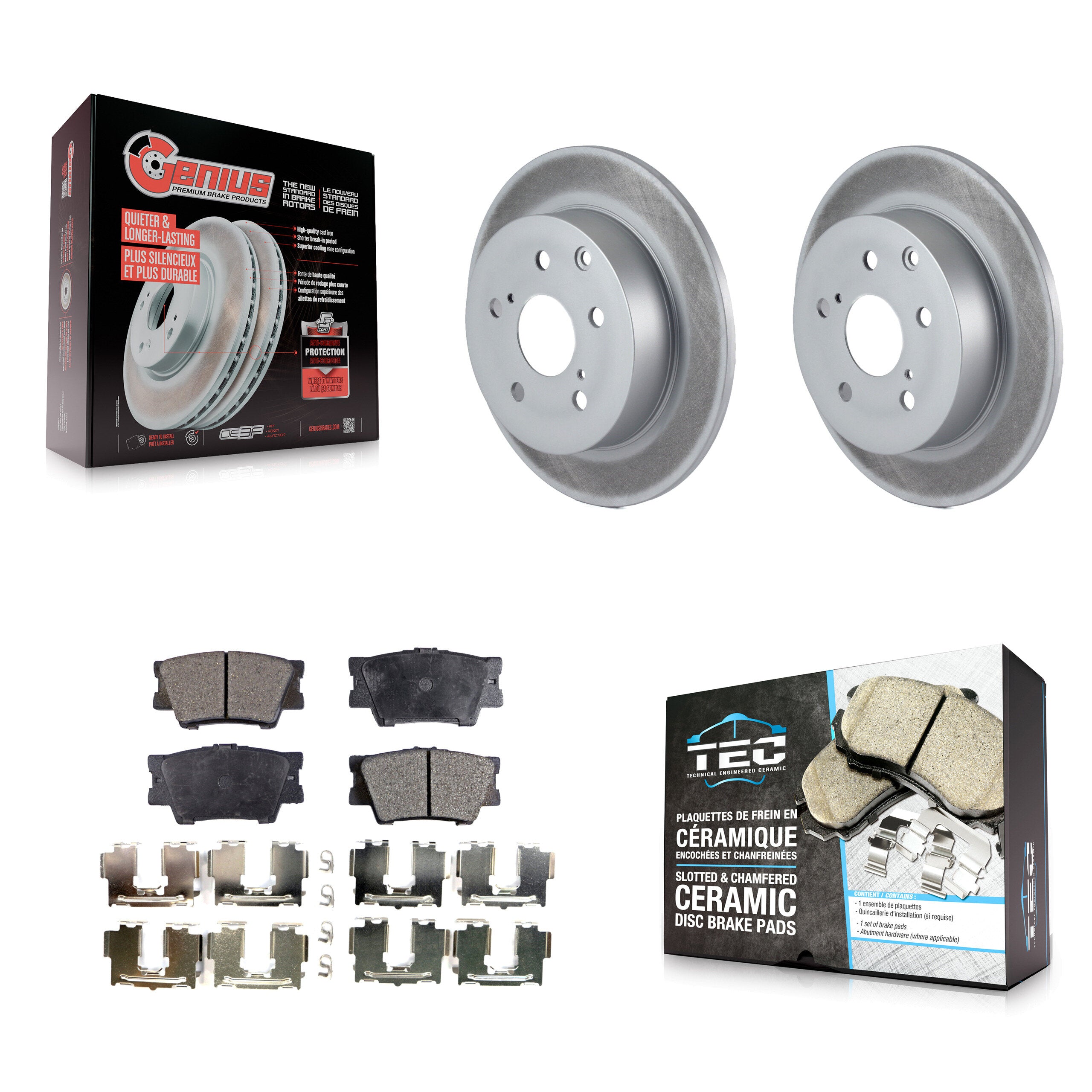 Rear Coated Disc Brake Rotors And Ceramic Pads Kit For Toyota Matrix Pontiac Vibe KGT-101316