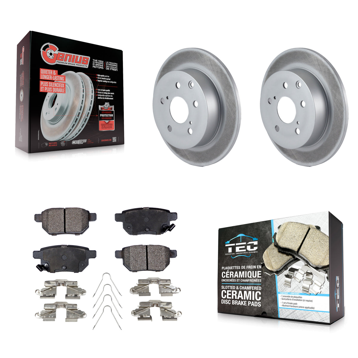 Rear Coated Disc Brake Rotors And Ceramic Pads Kit For 2010 Toyota Matrix XRS KGT-101317
