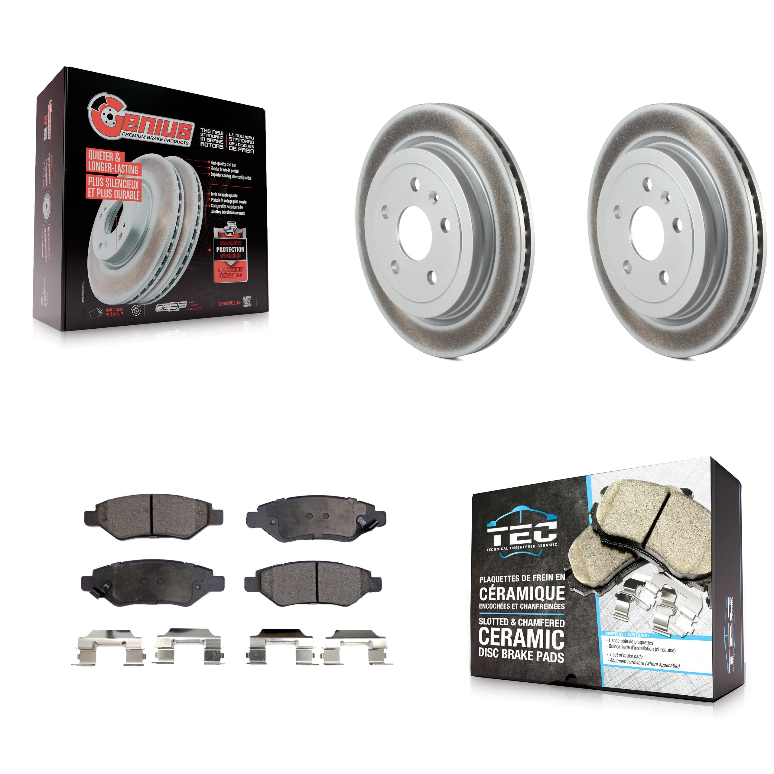Rear Coated Disc Brake Rotors And Ceramic Pads Kit For Chevrolet Camaro Cadillac CTS KGT-101319