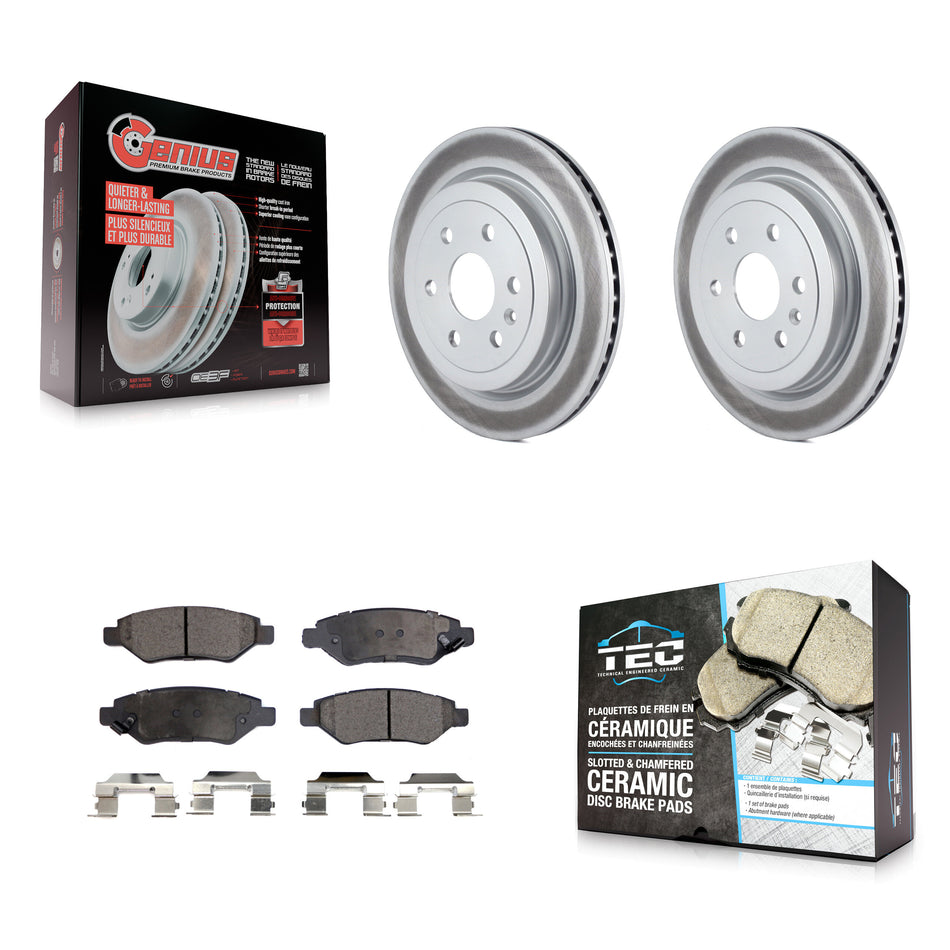 Rear Coated Disc Brake Rotors And Ceramic Pads Kit For Cadillac SRX Saab 9-4X KGT-101321