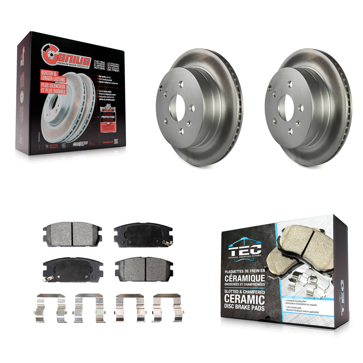 Rear Coated Disc Brake Rotors Ceramic Pad Kit For 2010-2017 Chevrolet Equinox GMC Terrain KGT-101322