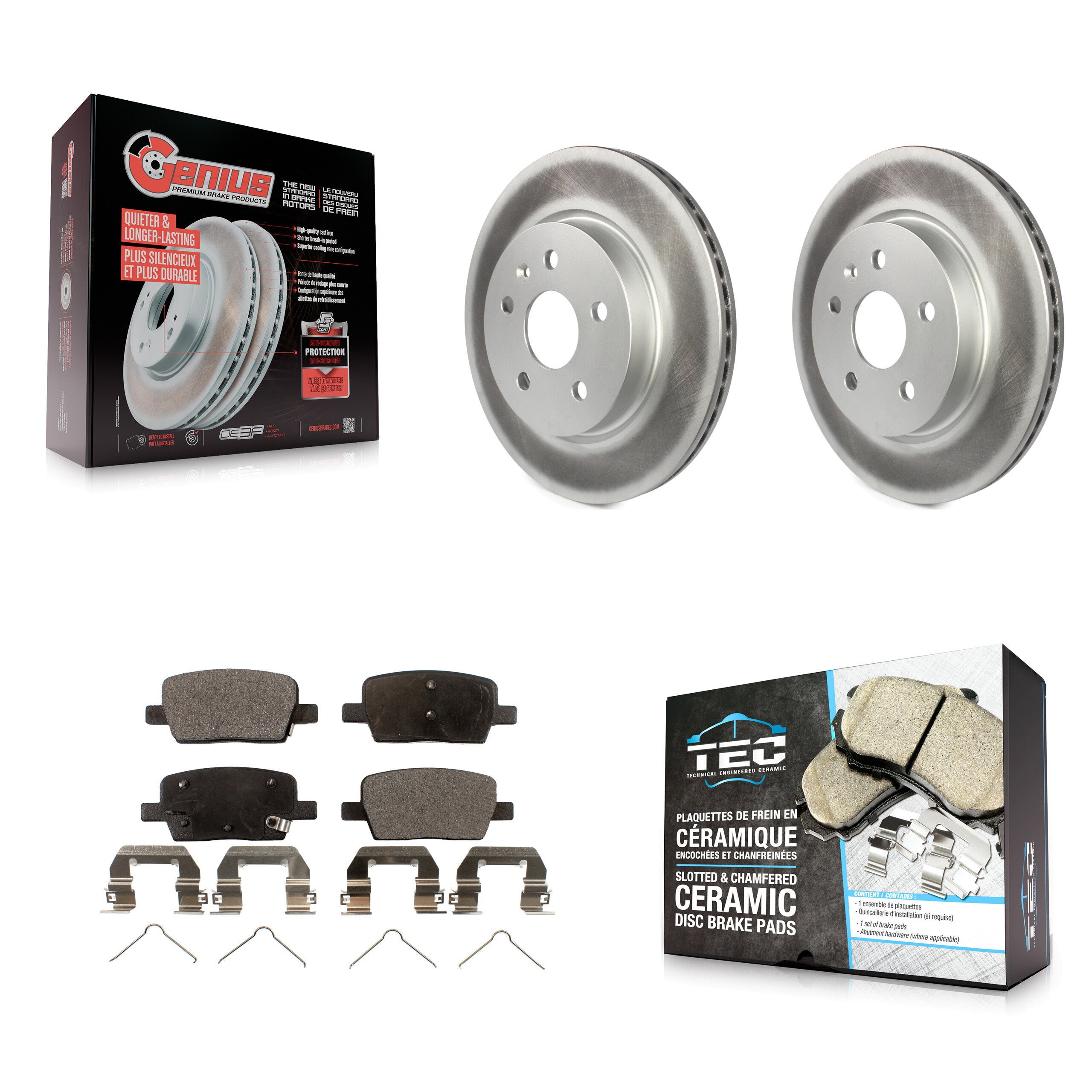 Rear Coated Disc Brake Rotors And Ceramic Pads Kit For Chevrolet Camaro Cadillac CT6 KGT-101326