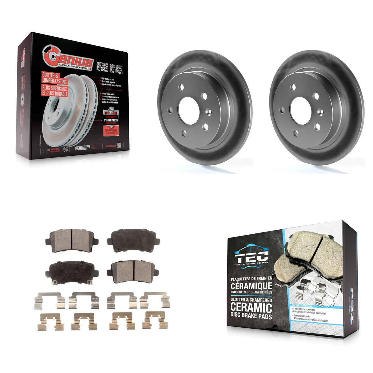 Rear Coated Brake Rotor Ceramic Pad Kit For Chevrolet Malibu Buick Regal LaCrosse Limited KGT-101327
