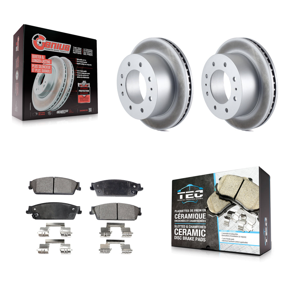 Rear Coated Disc Brake Rotor And Ceramic Pad Kit For 2011 Chevrolet Silverado 1500 Hybrid KGT-101328