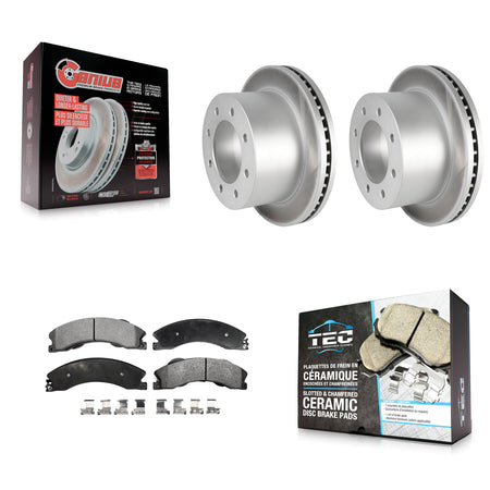 Rear Coated Disc Brake Rotor & Ceramic Pad Kit For GMC Sierra 3500 HD Chevrolet Silverado KGT-101331