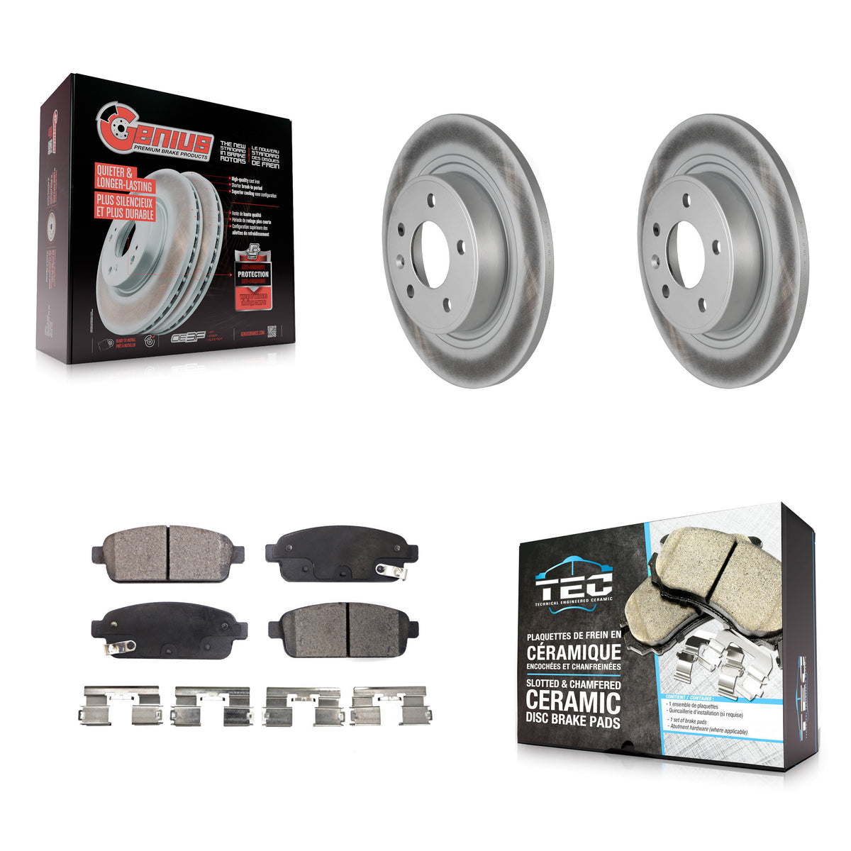 Rear Coated Brake Rotor Ceramic Pad Kit For Chevrolet Cruze Buick Verano Orlando Volt ELR KGT-101332