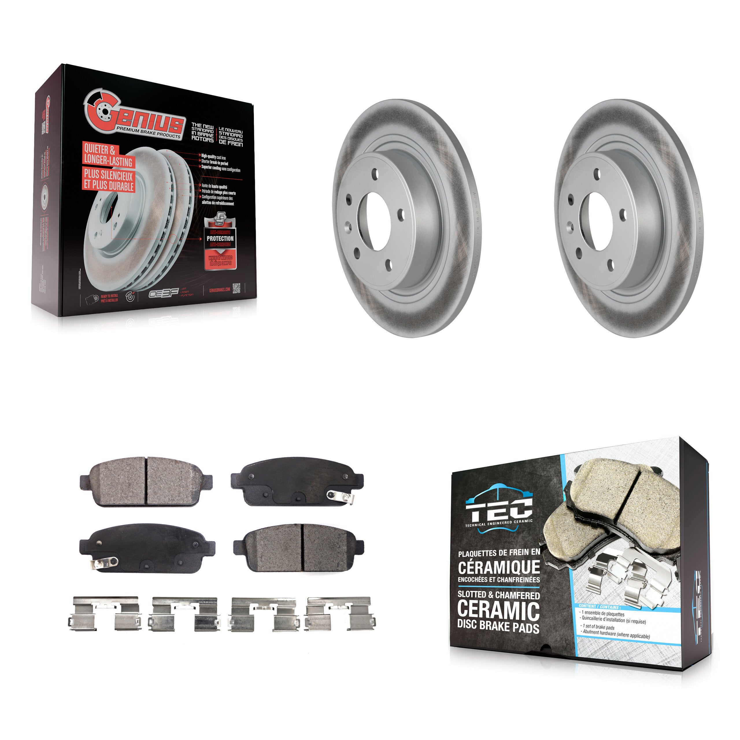 Rear Coated Brake Rotor Ceramic Pad Kit For Chevrolet Cruze Buick Verano Orlando Volt ELR KGT-101332