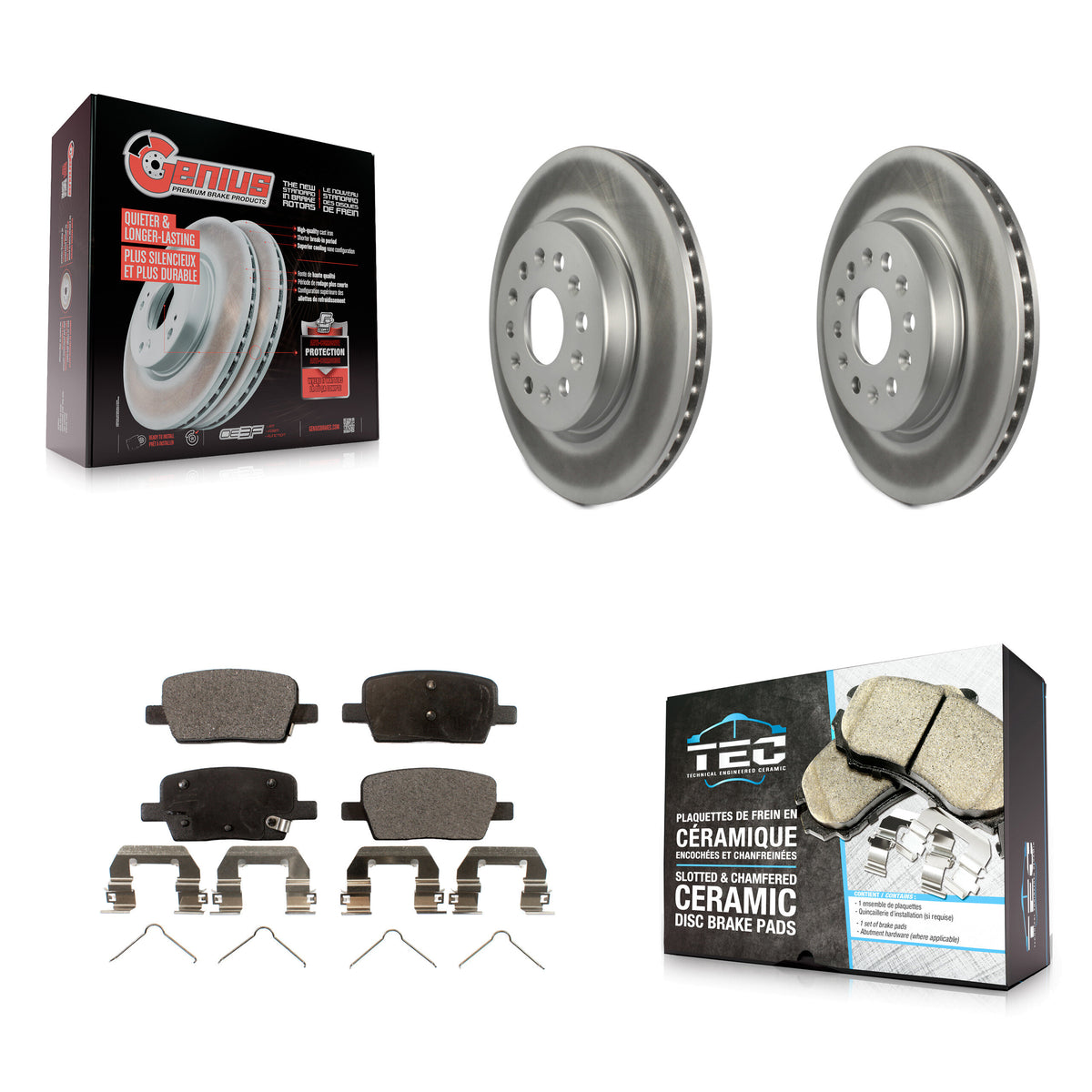 Rear Coat Brake Rotors Ceramic Pad Kit For Chevrolet Cadillac XT5 Traverse GMC Acadia XT6 KGT-101335