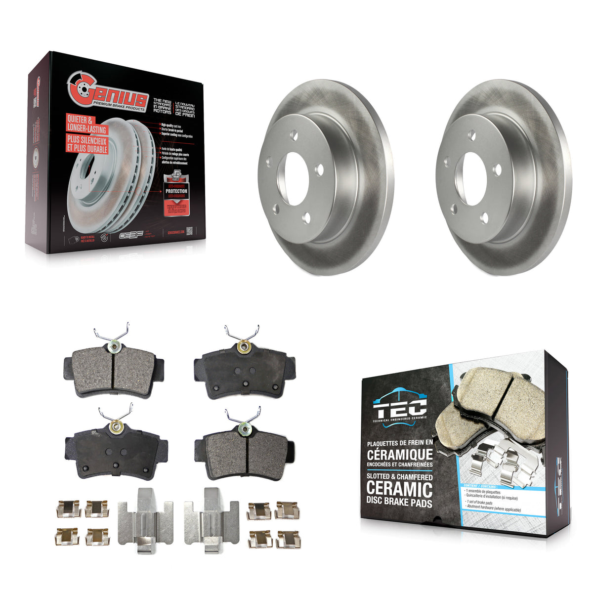 Rear Coated Disc Brake Rotors And Ceramic Pads Kit For Ford Mustang KGT-101337