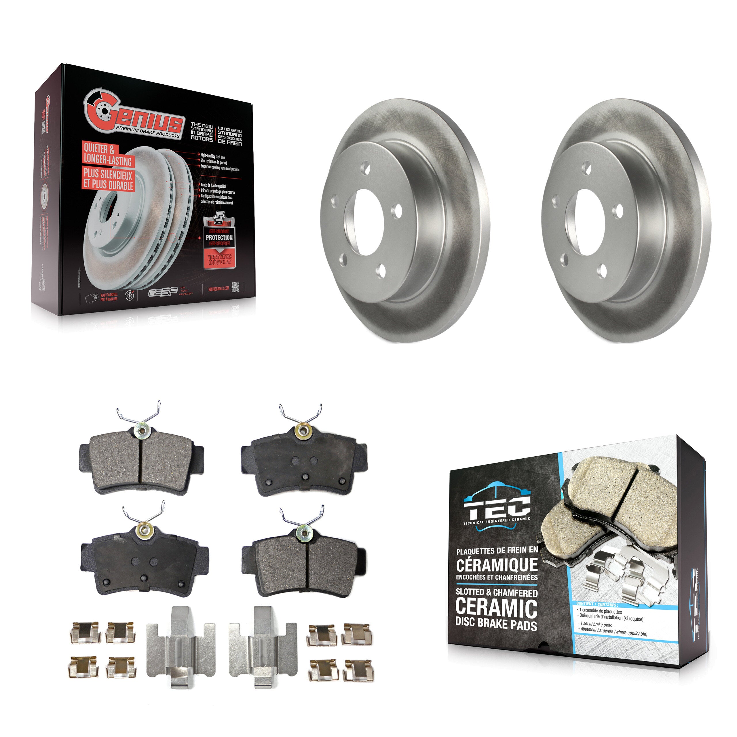 Rear Coated Disc Brake Rotors And Ceramic Pads Kit For Ford Mustang KGT-101337