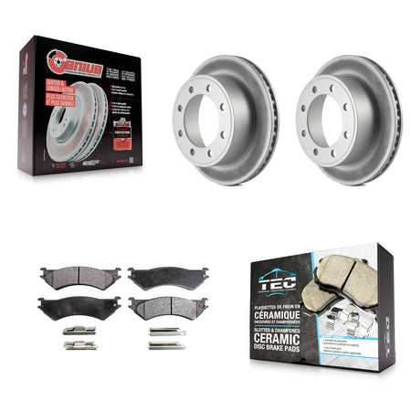 Rear Coat Disc Brake Rotor Ceramic Pad Kit For Ford E-350 Super Duty E-250 Econoline Club KGT-101342