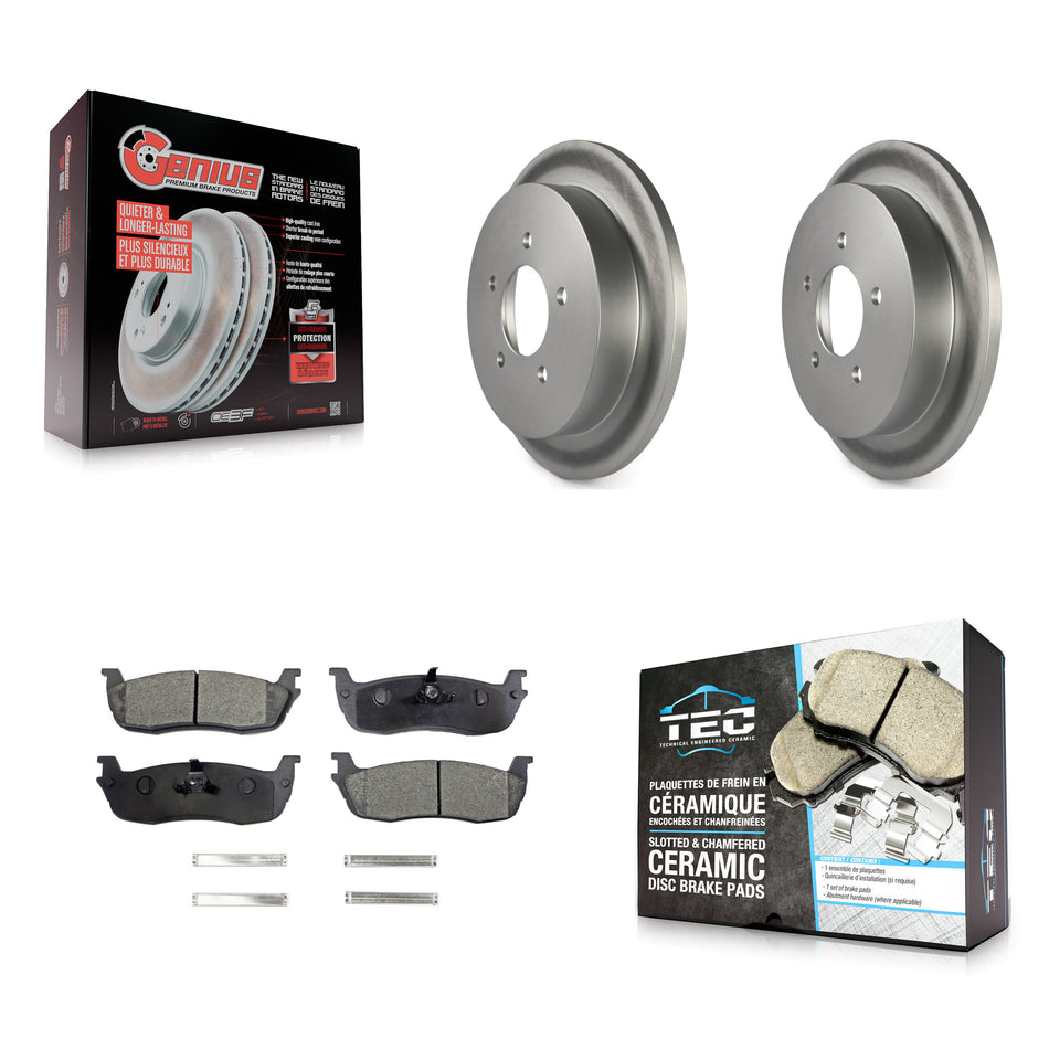Rear Coated Disc Brake Rotor & Ceramic Pad Kit For Ford F-150 Heritage Expedition Lincoln KGT-101344