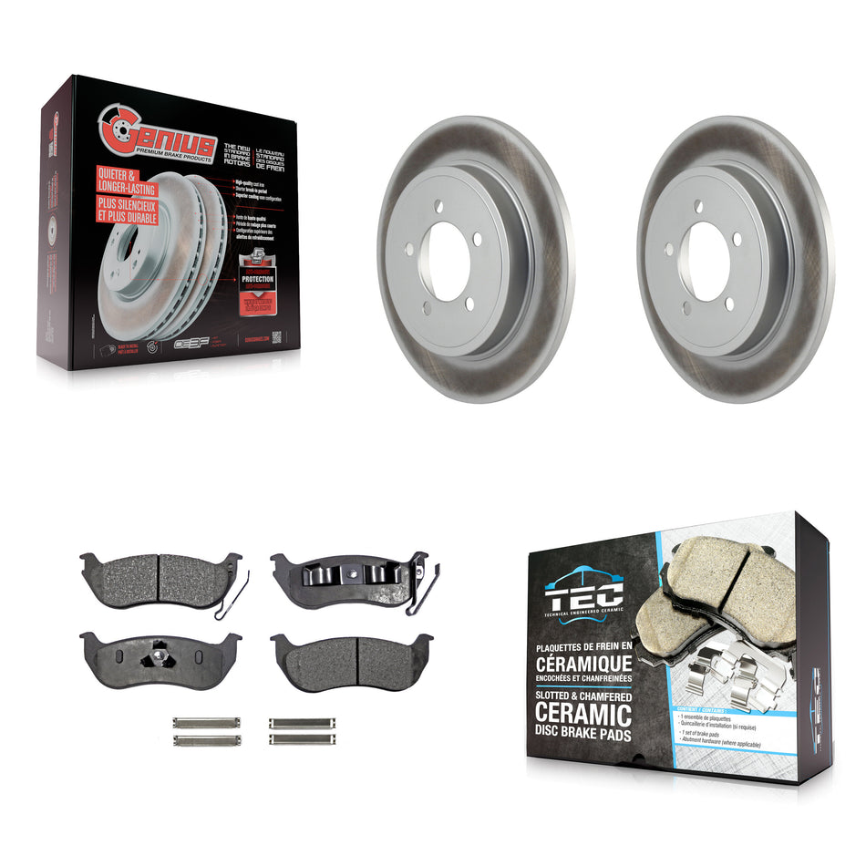 Rear Coated Brake Rotors Ceramic Pad Kit For Ford Explorer Sport Trac Mercury Mountaineer KGT-101346