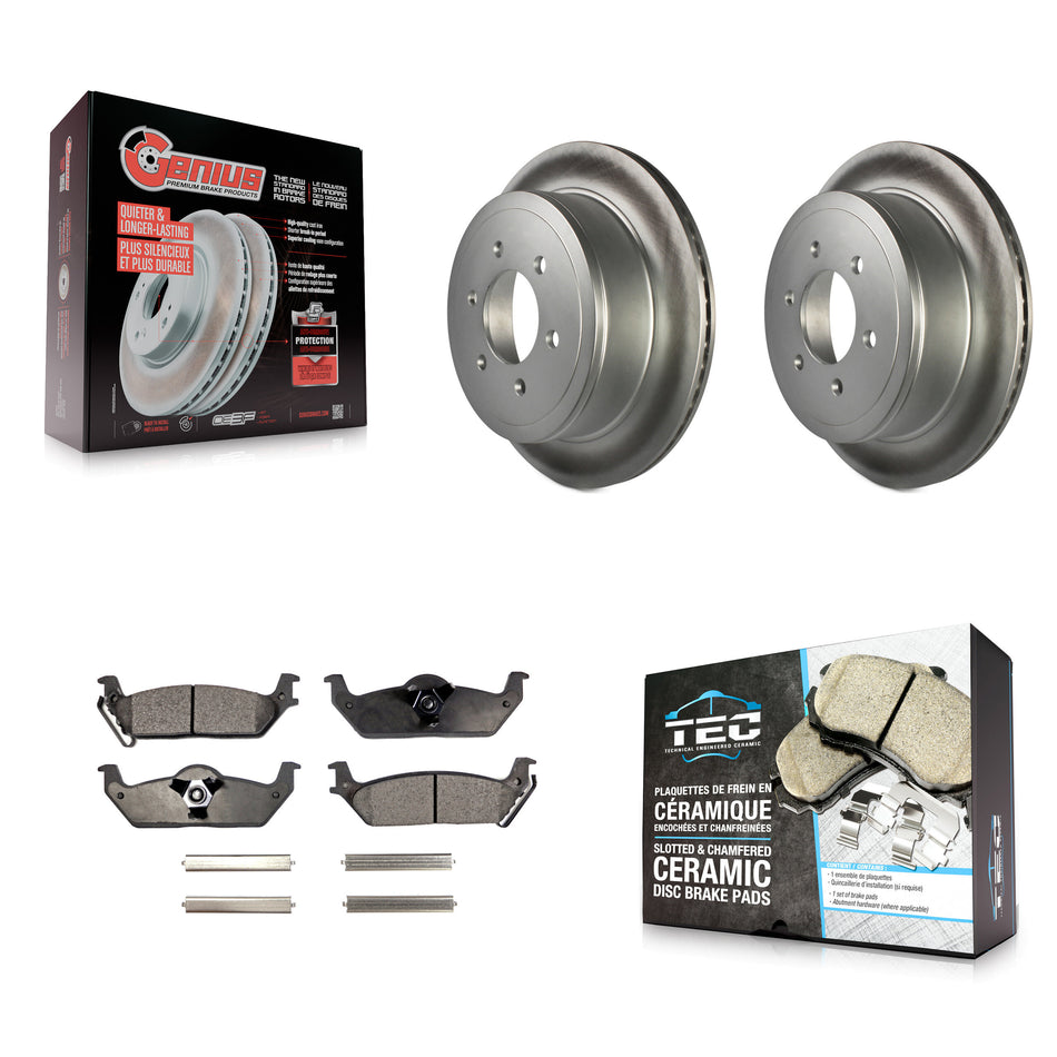 Rear Coated Disc Brake Rotors And Ceramic Pads Kit For Ford F-150 Lincoln Mark LT KGT-101351