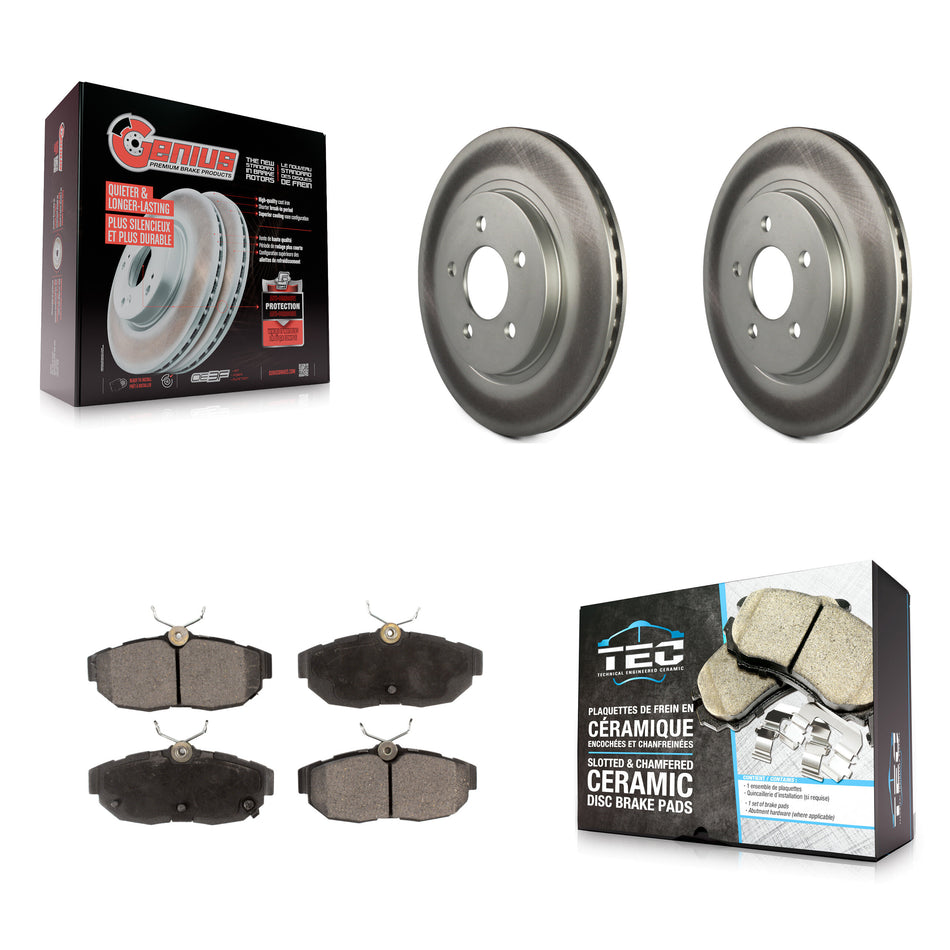 Rear Coated Disc Brake Rotors And Ceramic Pads Kit For Ford Mustang KGT-101356