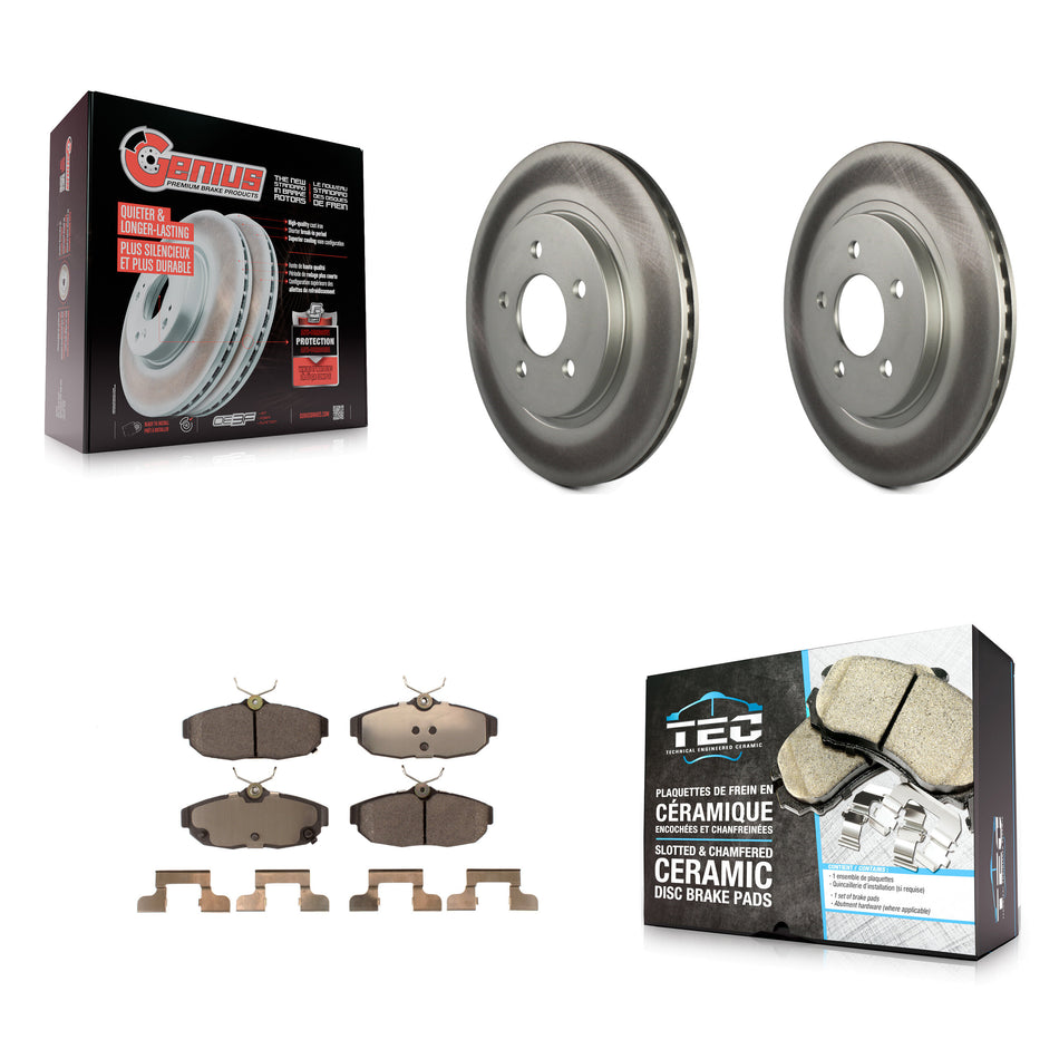 Rear Coated Disc Brake Rotors And Ceramic Pads Kit For Ford Mustang KGT-101357