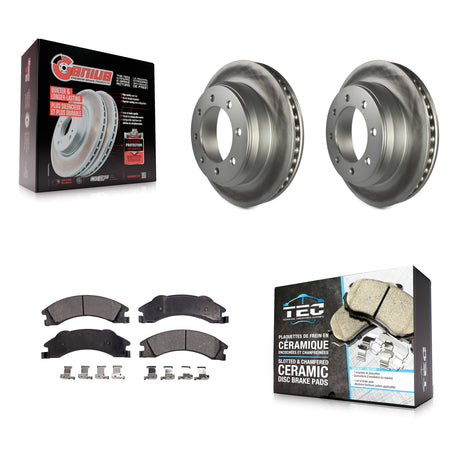 Rear Coated Brake Rotor & Ceramic Pad Kit For Ford E-350 Super Duty E-250 E-150 Econoline KGT-101369