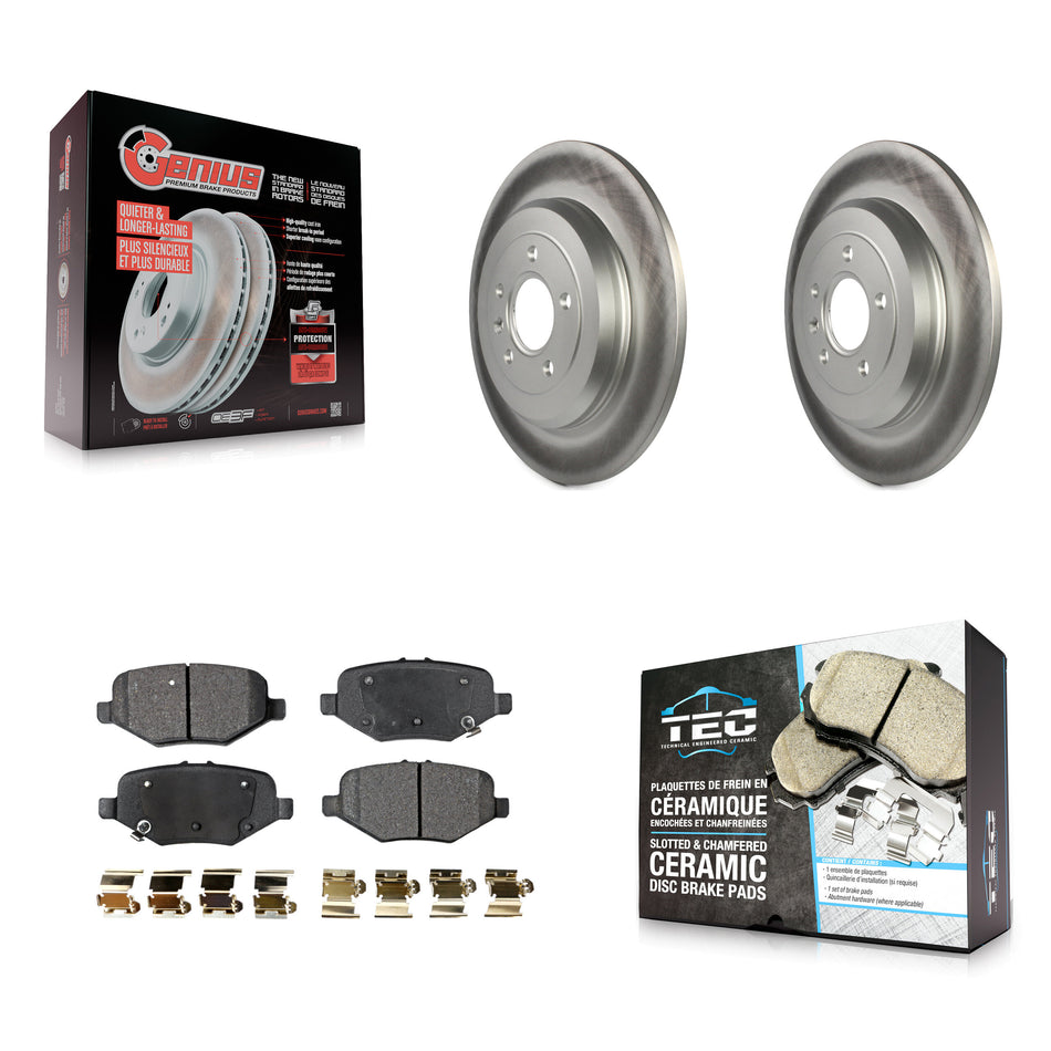 Rear Coated Brake Rotors Ceramic Pad Kit For 2015 Ford Explorer Without Heavy Duty Brakes KGT-101372