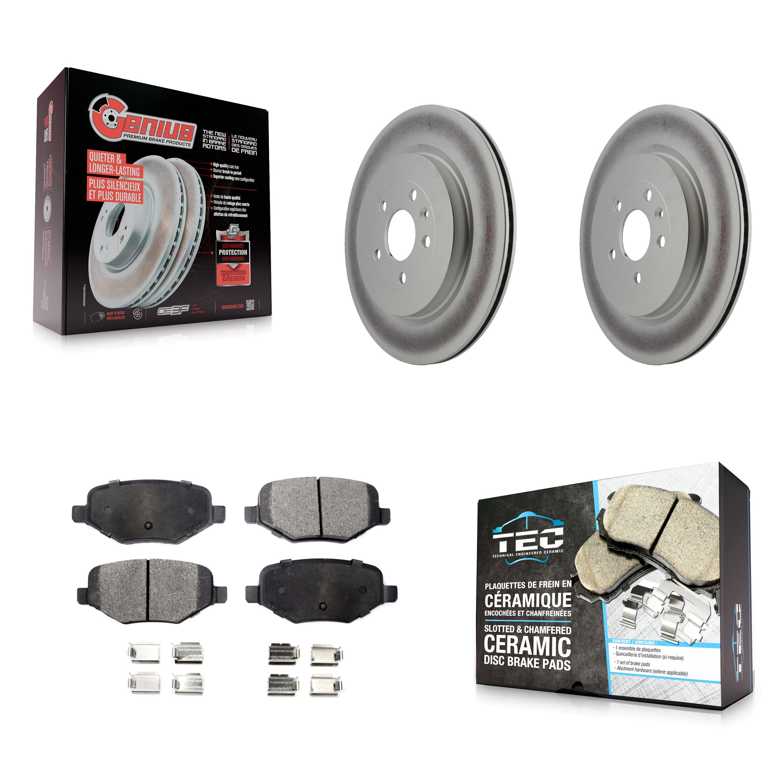 Rear Coated Brake Rotor Ceramic Pad Kit For Ford Explorer Police Interceptor Utility Flex KGT-101377