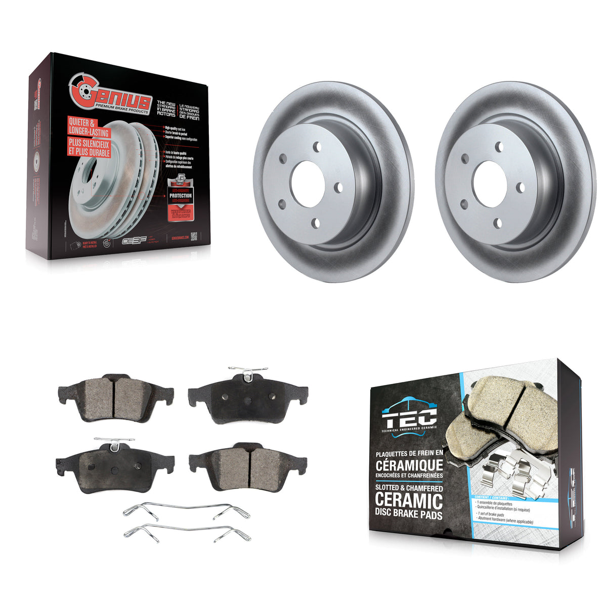 Rear Coated Disc Brake Rotors And Ceramic Pads Kit For Ford Escape Transit Connect C-Max KGT-101379