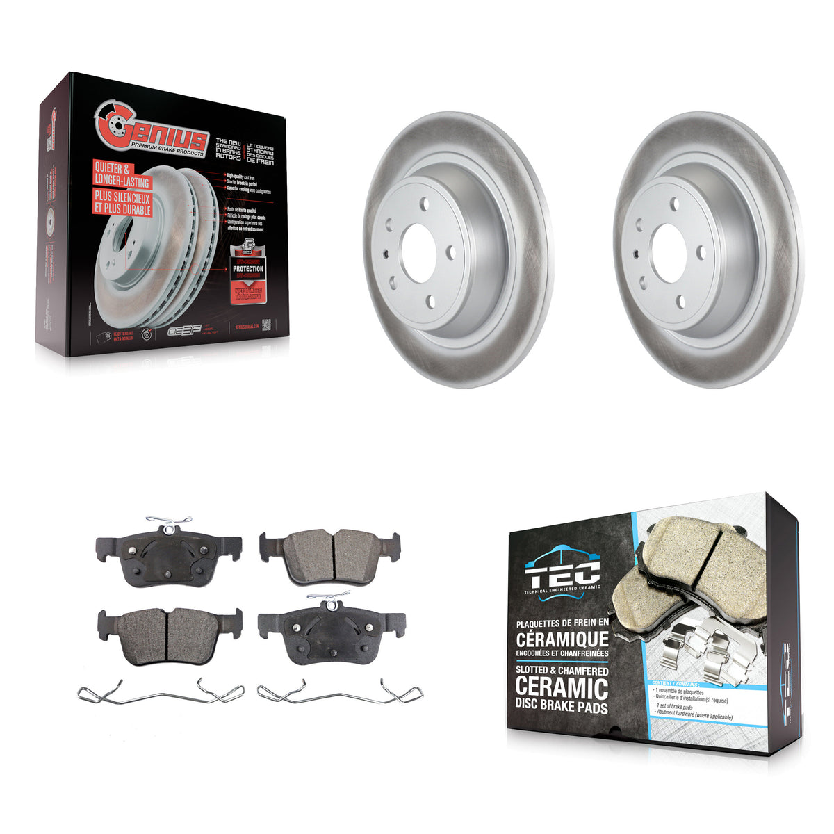 Rear Coated Disc Brake Rotors And Ceramic Pads Kit For Ford Fusion Lincoln MKZ KGT-101380