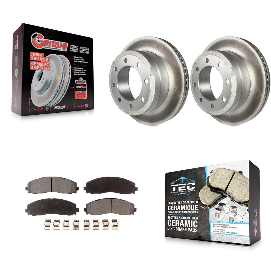 Rear Coated Disc Brake Rotors And Ceramic Pads Kit For Ford F-350 Super Duty F-250 KGT-101382