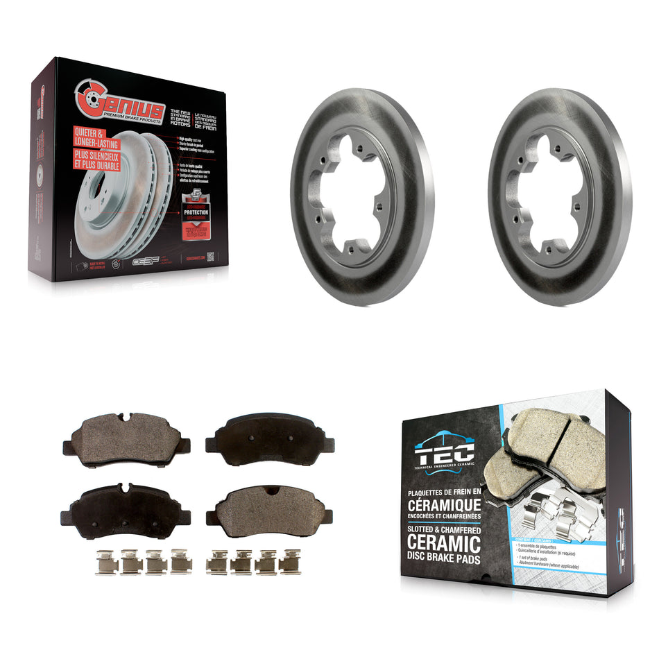 Rear Coated Brake Rotor & Ceramic Pad Kit For Ford Transit-250 Transit-150 Transit-350 HD KGT-101385