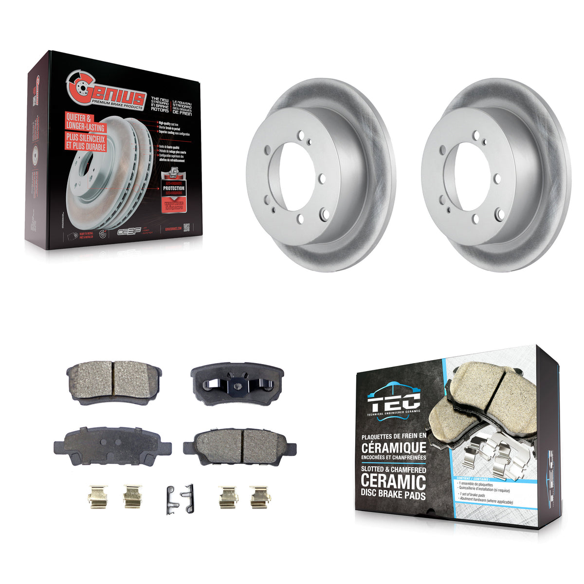 Rear Coated Disc Brake Rotors And Ceramic Pads Kit For Mitsubishi Lancer Outlander KGT-101388